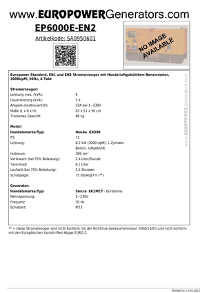 Generatori a benzina Europower EP 6000 E-EN2 (S)