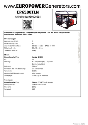 Generatori a benzina Europower EP6500TLN (S)
