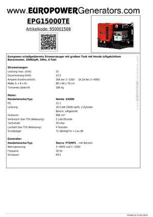Generatori a benzina Europower EPG15000TE (S)