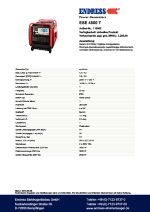 Generatori a benzina Endress ESE 4500 T Silent