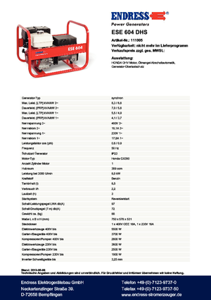 Generatori a benzina Endress ESE 604 DHS