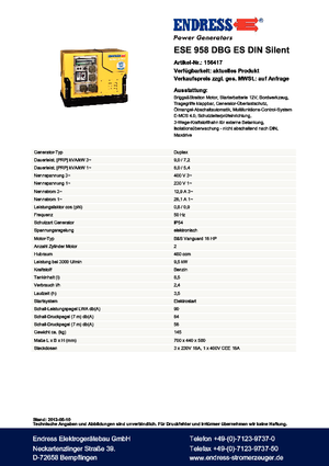 Generatori a benzina Endress ESE 958 DBG ES DIN Silent