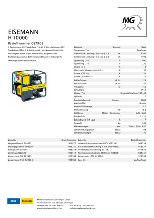 Generatori a benzina Eisemann H 10000