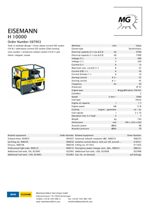 Generatori a benzina Eisemann H 10000