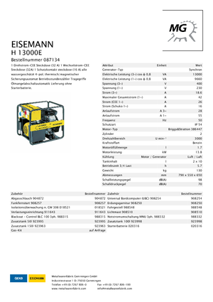 Generatori a benzina Eisemann H 13000 E