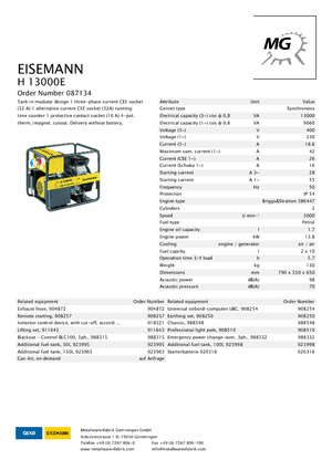 Generatori a benzina Eisemann H 13000 E