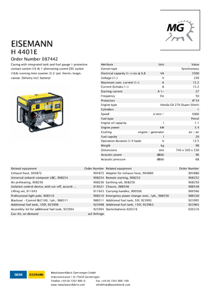 Generatori a benzina Eisemann H 4401 E