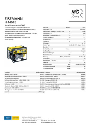 Generatori a benzina Eisemann H 4401 E