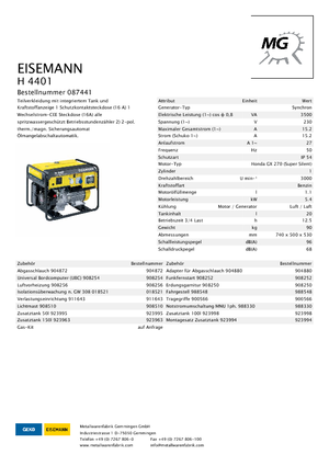 Generatori a benzina Eisemann H 4401