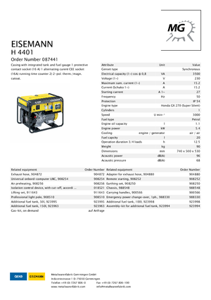Generatori a benzina Eisemann H 4401