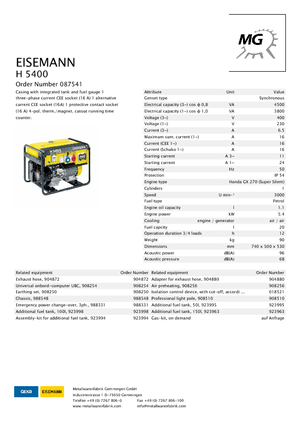 Generatori a benzina Eisemann H 5400