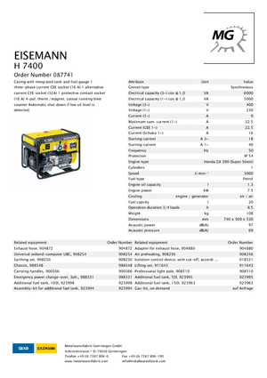 Generatori a benzina Eisemann H 7400
