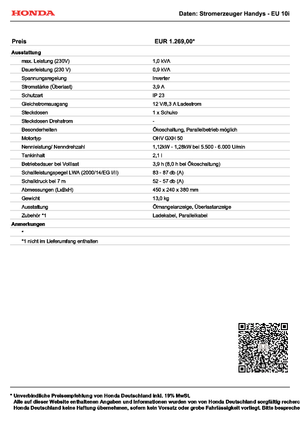 Generatori a benzina Honda EU 10i