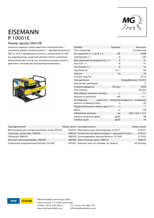 Generatori a benzina Eisemann P 10001 E