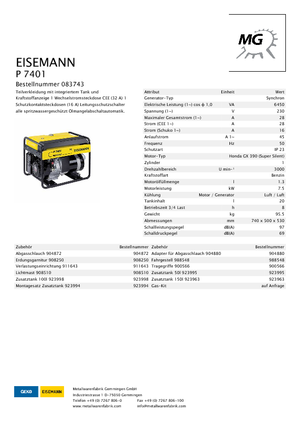 Generatori a benzina Eisemann P 7401