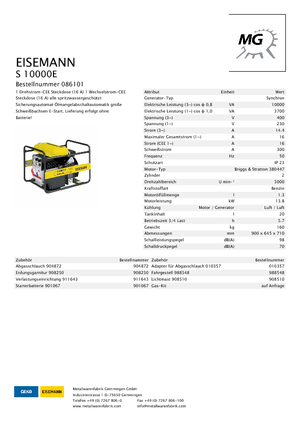 Generatori a benzina Eisemann S 10000 E