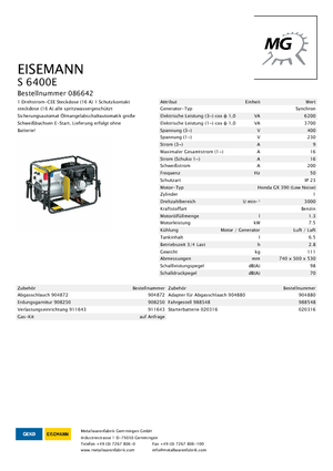 Generatori a benzina Eisemann S 6400 E
