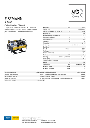 Generatori a benzina Eisemann S 6401