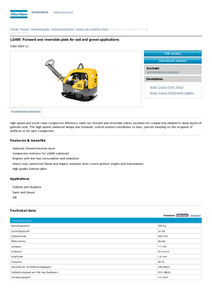 Piastre vibranti reversibili Atlas Copco LG 400