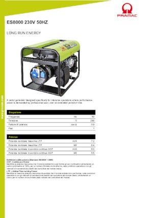Generatori a benzina PRAMAC Lifter ES 8000