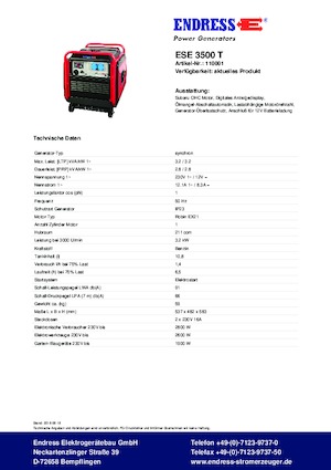 Generatori a benzina Endress ESE 3500 T