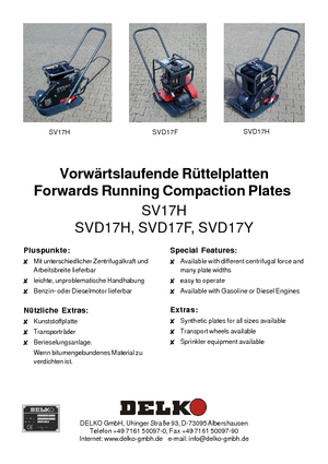 Piastre vibranti monodirezionali Delko SV 17 H