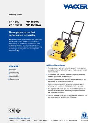 Piastre vibranti monodirezionali Wacker Neuson VP 1550 A