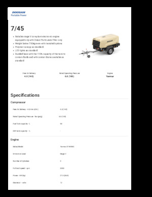 Compressori Protatili - Diesel, Elettrici, Benzina Doosan 7/45 