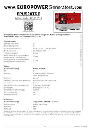 Generatori diesel Europower EPUS20TDE (LS)