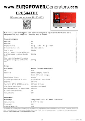 Generatori diesel Europower EPUS44TDE (LS)