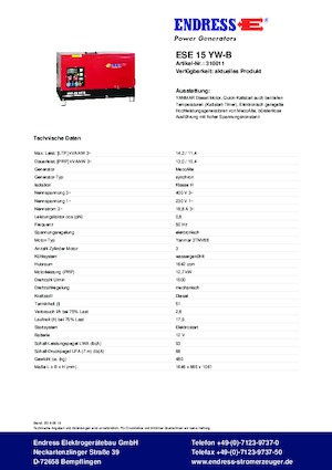 Generatori diesel Endress ESE 15 YW-B