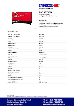 Generatori diesel Endress ESE 45 YW-B