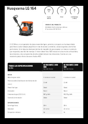 Piastre vibranti reversibili Husqvarna LG 164