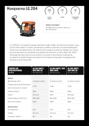 Piastre vibranti reversibili Husqvarna LG 204