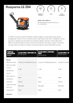 Piastre vibranti reversibili Husqvarna LG 204