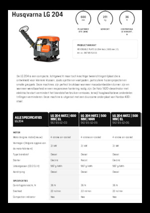 Piastre vibranti reversibili Husqvarna LG 204