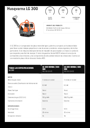 Piastre vibranti reversibili Husqvarna LG 300