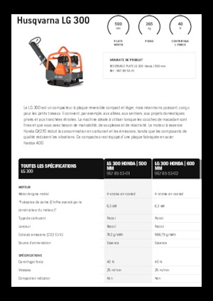 Piastre vibranti reversibili Husqvarna LG 300