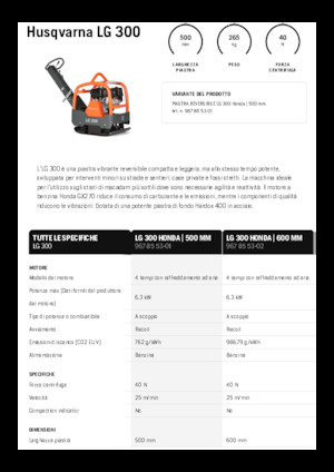 Piastre vibranti reversibili Husqvarna LG 300