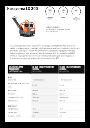 Piastre vibranti reversibili Husqvarna LG 300