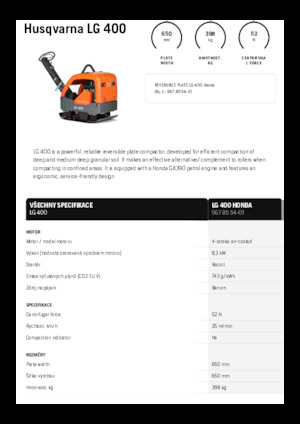 Piastre vibranti reversibili Husqvarna LG 400