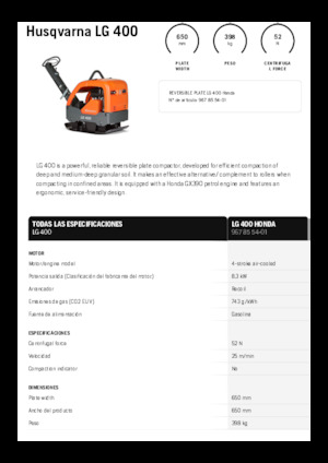 Piastre vibranti reversibili Husqvarna LG 400