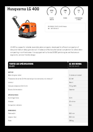 Piastre vibranti reversibili Husqvarna LG 400