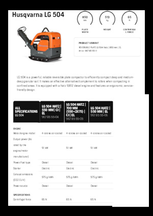 Piastre vibranti reversibili Husqvarna LG 504