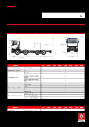 Telaio rigido Renault C 430 P8X2*6 E6 TAG 7.5T (11.5 + 7.5)