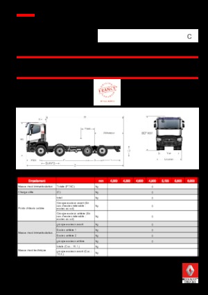 Telaio rigido Renault C 430 P8X2*6 E6 TAG 7.5T (11.5 + 7.5)