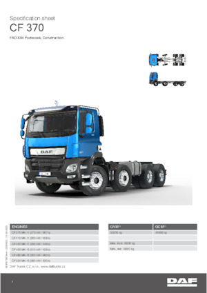 Telaio rigido DAF CF 370 FAD Construction