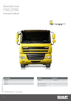 Telaio rigido DAF CF 85.460 FAS SLEEPER CAB