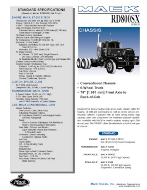 Telaio rigido Mack RD890SX CA49 E7-350 E-TECH 6x4