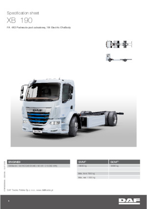 Telaio rigido DAF XB 190 FA 19t Electric ChsBody